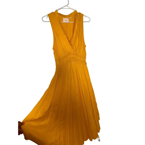Maeve by Anthropologie Golden Yellow Women Dress La Habana Dress Mango Sz M - Picture 6 of 13